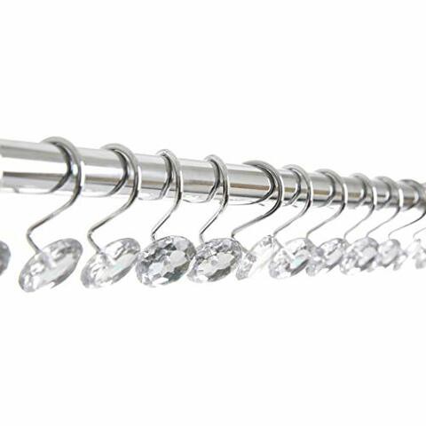 Bino &#39;Crystal&#39; Shower Curtain Hooks - Chrome, Set Of 12 Shower Curtain Rings - Shower Hooks For Curtain Shower Rings