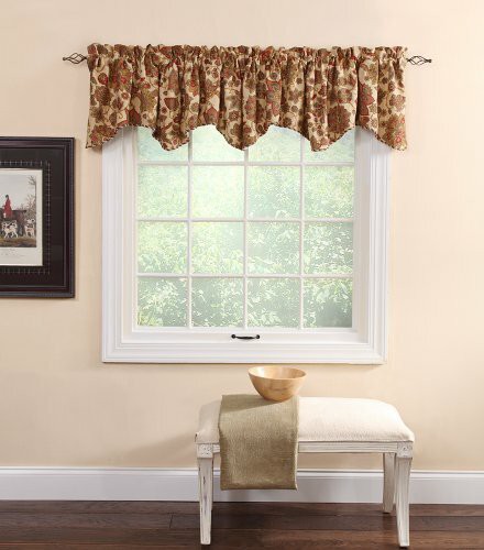 Style Master Stylemaster Twill And Birch Cassidy Lined Scalloped Valance With Cording, 52-Inch By 17-Inch, Autumn