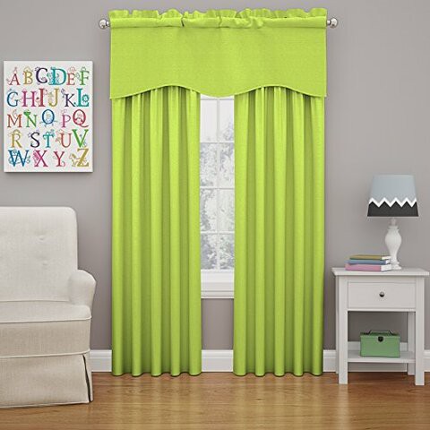 Eclipse Kendall Solid Scalloped Window Valance Curtains, 42&quot; X 18&quot;, Lime