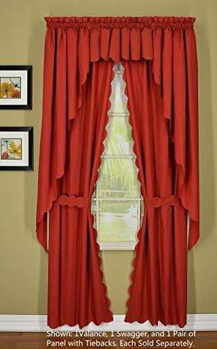 Today&#39;s Curtain Orleans 63&quot; Swagger Pair Tambour Scallop Edge Curtain, Brick Red, 80&quot; W X L