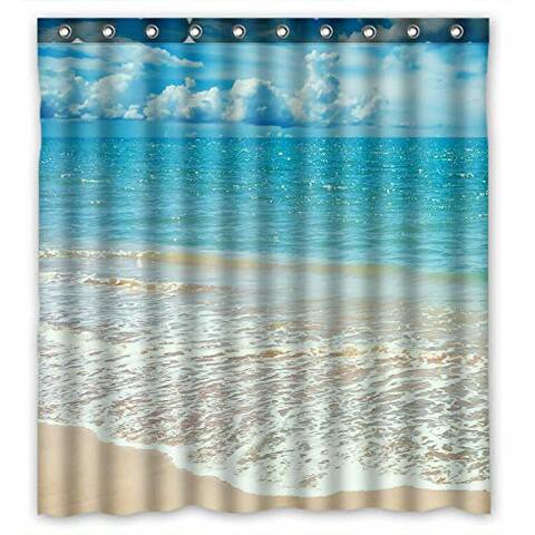 Zhanzzk Beach Ocean Waves California Paradise Waterproof Bathroom Shower Curtain 60X72 Inches