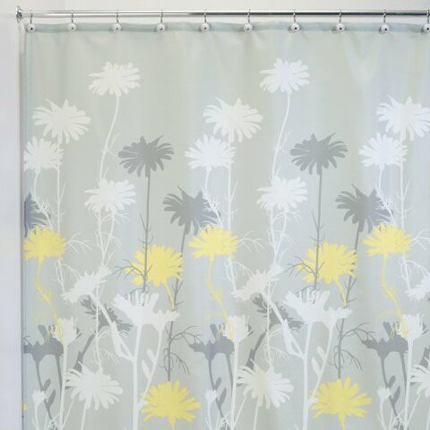 Idesign Daizy Fabric Shower Curtain For Master, Guest, Kids&#39;, College Dorm Bathroom, 72&quot; X 72&quot; - Gray And Yellow