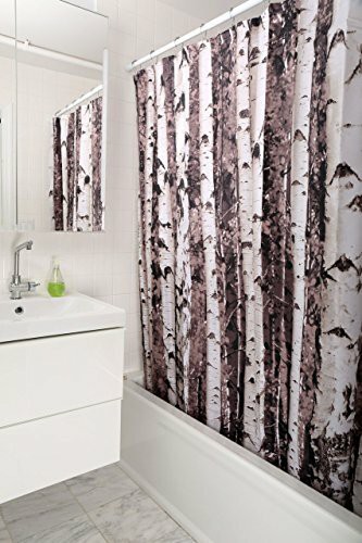 Kikkerland Shower Curtain, Polyester, Birch