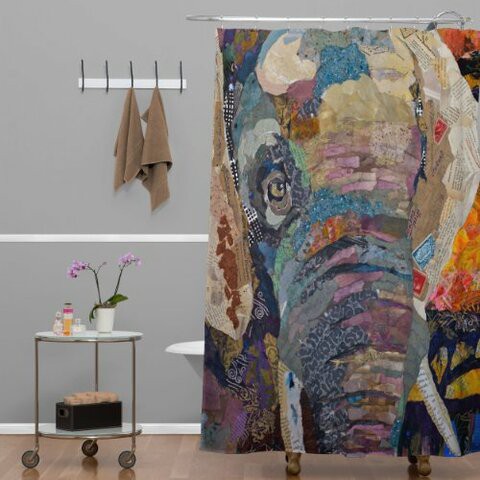 Deny Designs Elizabeth St Hilaire Nelson Elephant Shower Curtain, 69&quot; X 72&quot;