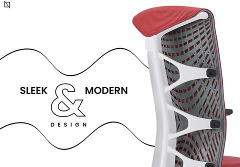 ICON Chair, Premium Ergonomic Gaming &amp; Office Chair by Navodesk (Red Mesh, White Frame)