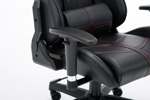 Goldedge - Goldedge All Black Hard Core Pu Leather Video Gaming Adjustable Chair