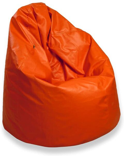 Luxe Decora PVC Leather Bean Bag Combo (Orange &amp; Beige)