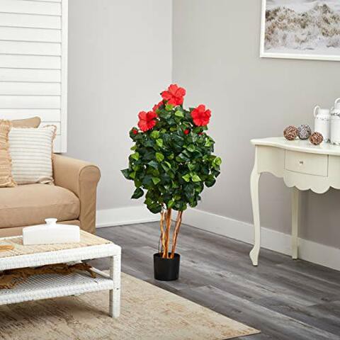 Nearly Natural 5410 Hibiscus Tree, 4-Feet, Green