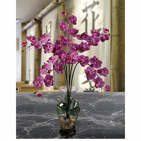 Nearly Natural 1106-DP Phalaenopsis Liquid Illusion Silk Flower Arrangement, Dark Pink