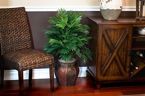 Nearly Natural 6651 Areca Palm with Vase Decorative Silk Plant, Green