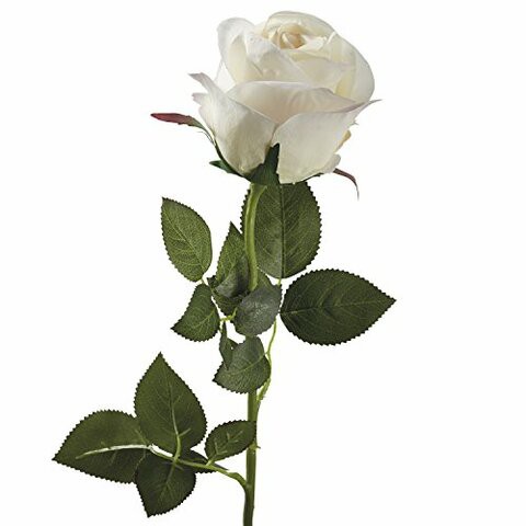 DII Artificial Silk Craft Flowers for Bouquets, Weddings, Wreaths, &amp; Crafts, Single Closed Rose Bud Stem - Set of 4 White