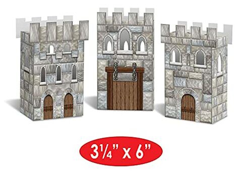 Beistle Castle Favor Boxes, 3  x 6, Multicolored