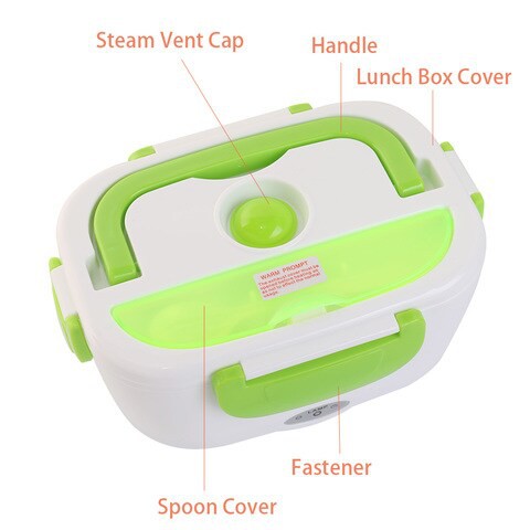 Decdeal - Multifunctional Portable Electric Heating One-piece Separated Lunch Box Food Container Warmer with A Spoon