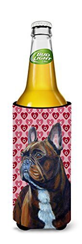 Caroline&#39;s Treasures Lh9160Muk French Bulldog Hearts Love And Valentine&#39;s Day Portrait Ultra Beverage Insulators For Slim Cans, Slim Can, Multicolor
