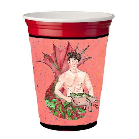 Caroline&#39;s Treasures 8348Rsc Merman Brunette Hair Merman Red Solo Cup Beverage Insulator Hugger, Red Solo Cup, Multicolor