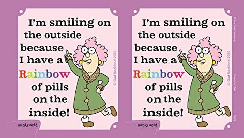 Tree-Free Greetings 16-Ounce Sip &#39;N Go Stainless Lined Travel Mug, Aunty Acid Happy Pills