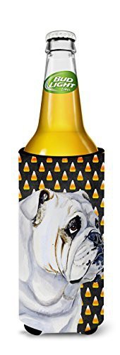 Caroline&#39;s Treasures Lh9060Muk Bulldog English Candy Corn Halloween Portrait Ultra Beverage Insulators For Slim Cans, Slim Can, Multicolor