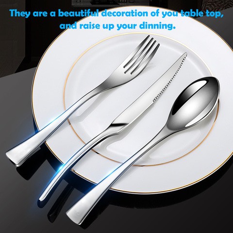 3 Pcs Set Stainless Steel Silver Cutlery Set Dinnerware Tableware Silverware Sets Dinner Knife And Fork Drop