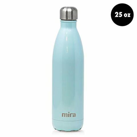 MIRA 25 Oz Stainless Steel Vacuum Insulated Water Bottle - Double Walled Cola Shape Thermos - 24 Hours Cold, 12 Hours Hot - Reusable Metal Water Bottle - Leak-Proof Sports Flask - Pearl Blue