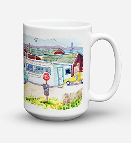 Caroline&#39;s Treasures 6054Cm15 Seafood Shack For Fresh Shrimp Dishwasher Safe Microwavable Ceramic Coffee Mug 15 Ounce, 15 Ounce, Multicolor