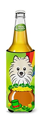 Caroline&#39;s Treasures Bb1951Muk Pomeranian St. Patrick&#39;s Day Michelob Ultra Beverage Insulator For Slim Cans, Slim Can, Multicolor