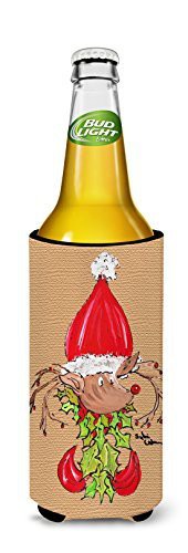 Caroline&#39;s Treasures 8502Muk Christmas Reindeer Fleur De Lis Ultra Beverage Insulators For Slim Cans, Slim Can, Multicolor