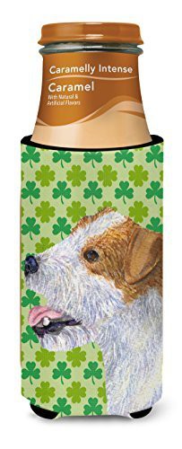 Caroline&#39;s Treasures Ss4435Muk Jack Russell Terrier St. Patrick&#39;s Day Shamrock Portrait Ultra Beverage Insulators For Slim Cans, Slim Can, Multicolor