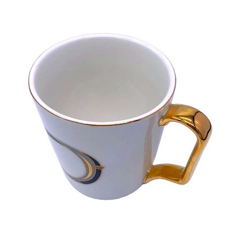 H&amp;L Zakka - Simple &amp; Elegant Ceramic Letter Cup (D) with Gold Handle