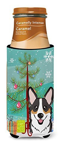 Caroline&#39;s Treasures Bb1627Muk Christmas Tree And Tricolor Corgi Ultra Beverage Insulators For Slim Cans, Slim Can, Multicolor