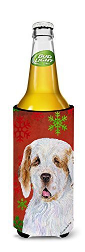 Caroline&#39;s Treasures Ss4707Muk Clumber Spaniel Red And Green Snowflakes Holiday Christmas Ultra Beverage Insulators For Slim Cans, Slim Can, Multicolor