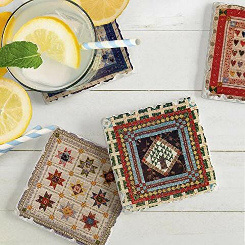 Highland Graphics American Quilts   4 Tile Square assorted coasters Drink Coasters   code 446