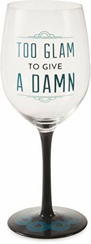 Pavilion Gift Company Pretty Inappropriate Too Glam To Give A Damn Wine Glass Candle Holder, Blue