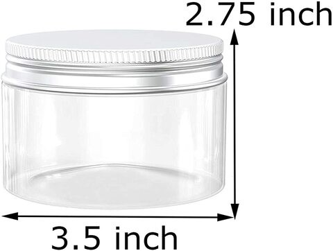 FUFU 10 OZ Plastic Jars with Aluminum Lids,12 Pack Clear Plastic Slime Containers for Dry Food, Crafts and Light Clay