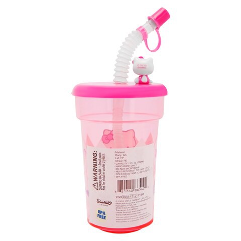 Hello Kitty Leak Proof Straw Cup, Travel Cup, Reuseable, Pink, 390 ml