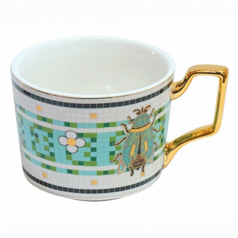 Bee Design Ceramic Coffee Cup With Saucer - 350ml