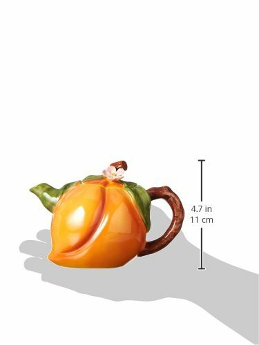 Cosmos Gifts Peach Ceramic Teapot, 4-5/8-Inch