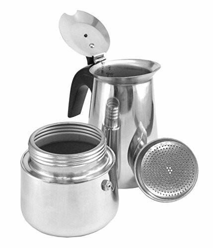 4 Cup Brew-fresh Stainless Steel Italian Style Espresso Coffee Maker for Use on Gas Electric and Ceramic Cooktops