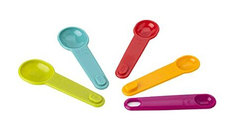 Joie Measuring Spoons, Assorted Colors, Imperial and Metric Measurements, 5-Piece Set