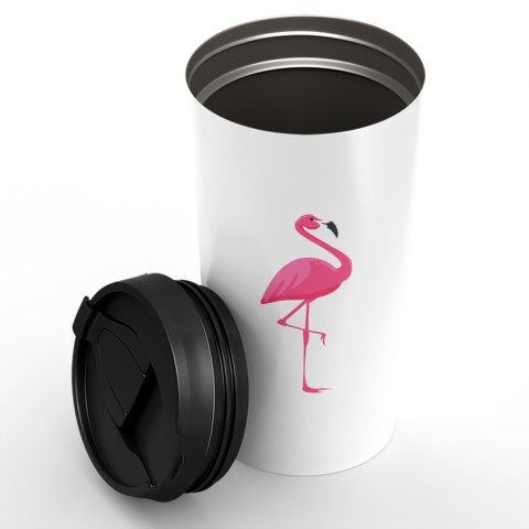 Loud Universe - Travel Tumbler Pink Flamingo White Coffee Tumblers