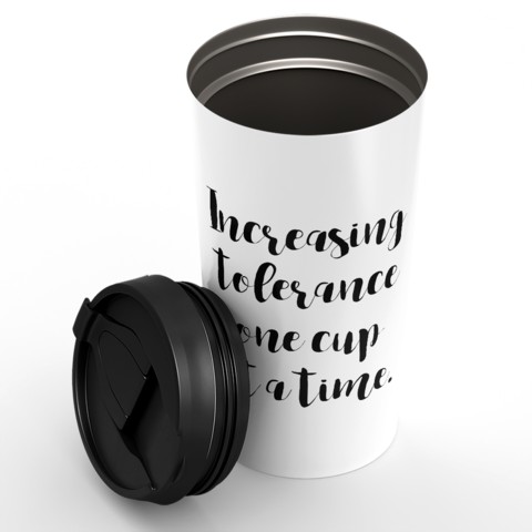 Loud Universe - Travel Tumbler Increasing Coffee One Cup At a Time Caffaine Addict White Coffee Tumblers