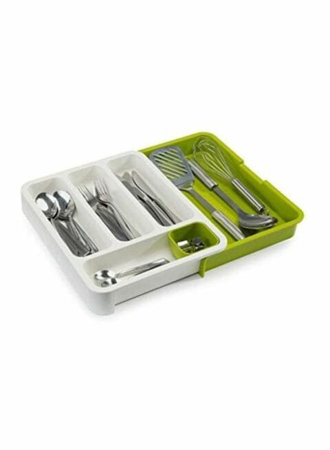 Drawer Store With Cutlery Tray White/Green 2x11.5x15inch