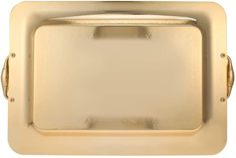 Almarjan 18/10 Stainless Steel Serving Tray, Gold, Thrg2618/S/G822S