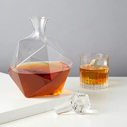 Viski Raye Faceted Crystal Liquor Decanter