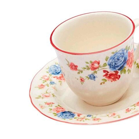 Claytan Cottage Roses Ceramic Cup And Saucer Set 200ml x2