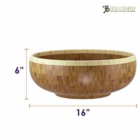 Totally Bamboo Classic Extra-Large Bamboo Serving Bowl, 16&quot; X 16&quot; X 6&quot;