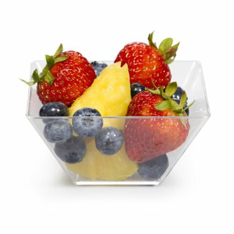 Creative Converting 8 Count 3-1/2-Inch Square Plastic Bowls, Mini, Clear