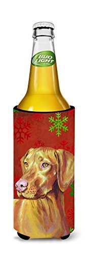 Caroline&#39;s Treasures Lh9325Muk Vizsla Red And Green Snowflakes Holiday Christmas Ultra Beverage Insulators For Slim Cans, Slim Can, Multicolor