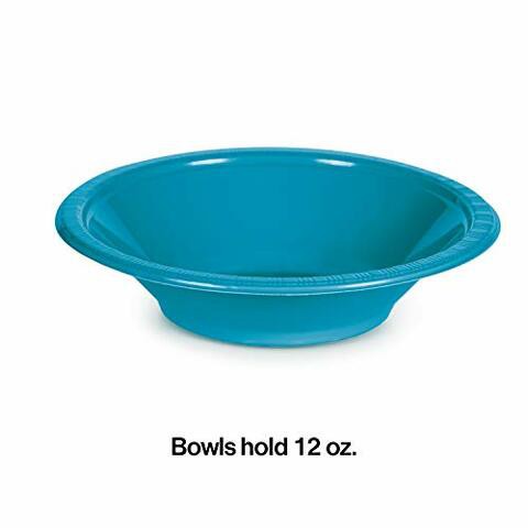 Creative Converting Plastic Bowls, 12oz, Turquoise