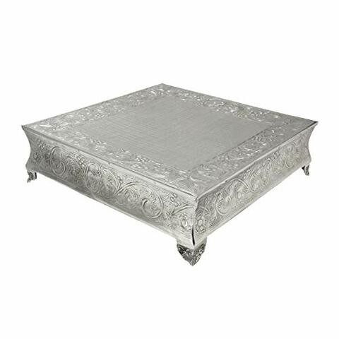 GiftBay Creations 751-22S Wedding Square Cake Stand, 22-Inch, Silver