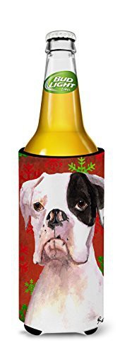 Caroline&#39;s Treasures Rdr3004Muk Cooper Red Snowflakes Boxer Ultra Beverage Insulators For Slim Cans, Slim Can, Multicolor